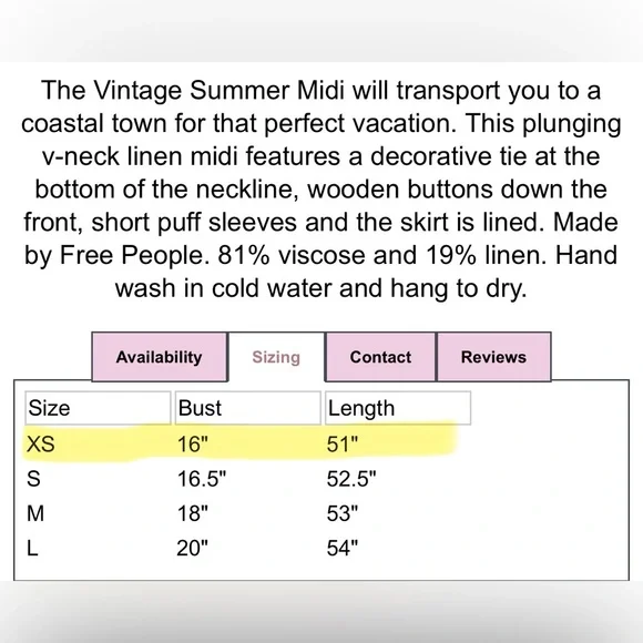 77. FREE PEOPLE Vintage Summer Midi Dress in Black Sz XS NWT $98 - Picture 12 of 12